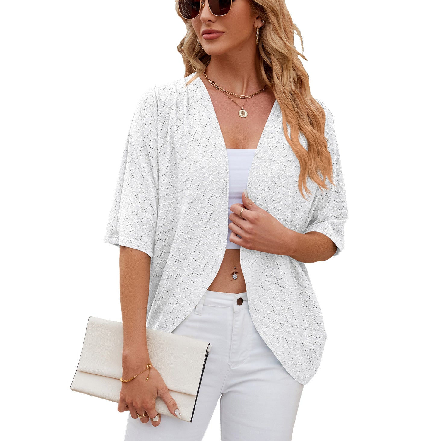Half Sleeves Cardigan Knitted Cardigan Coat Office Cardigan