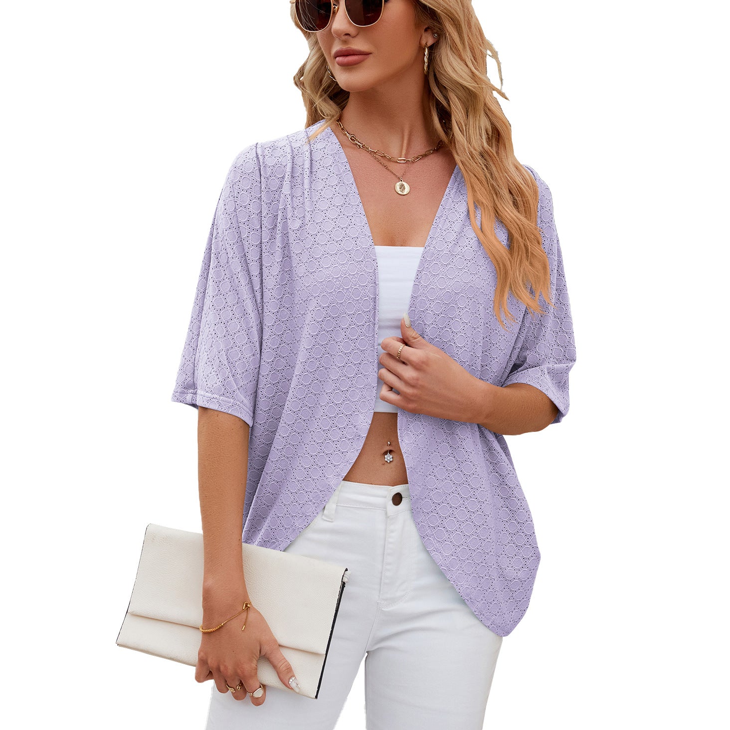 Half Sleeves Cardigan Knitted Cardigan Coat Office Cardigan