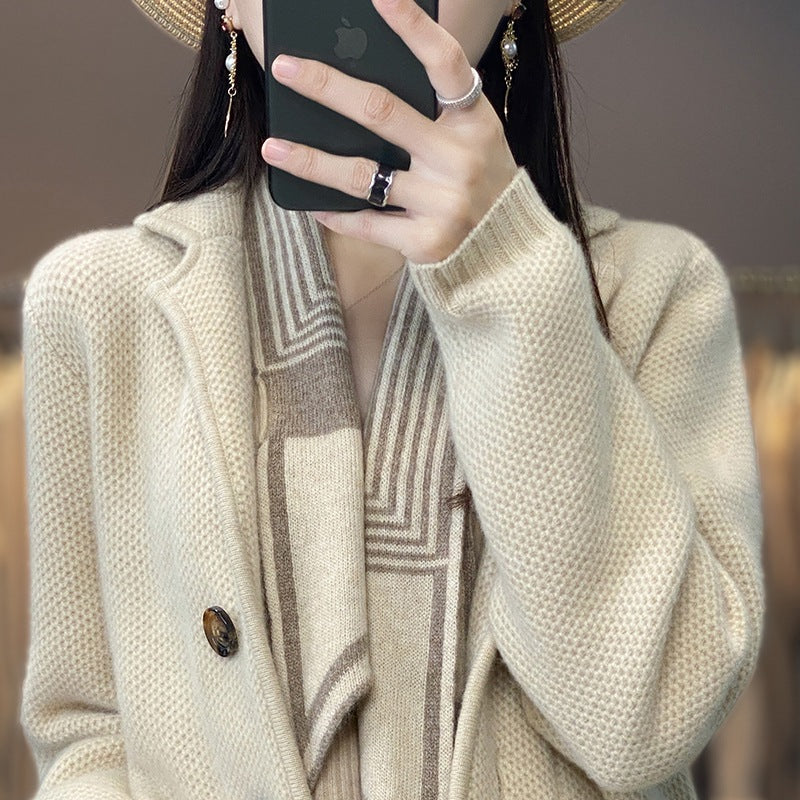 Cardigan Suit Collar Cardigan Coat Woman