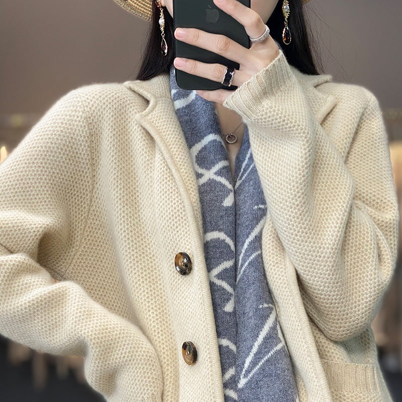 Cardigan Suit Collar Cardigan Coat Woman
